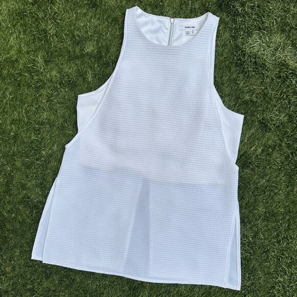 Helmut Lang Raze Drape Top Textured Seersucker Zip Back Bralette Flowy Tank Sm - Picture 1 of 12
